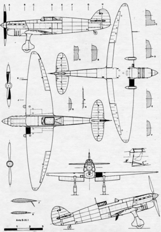 Avia B-35.1 - základní výkres.